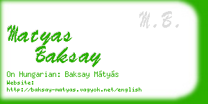 matyas baksay business card