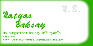 matyas baksay business card